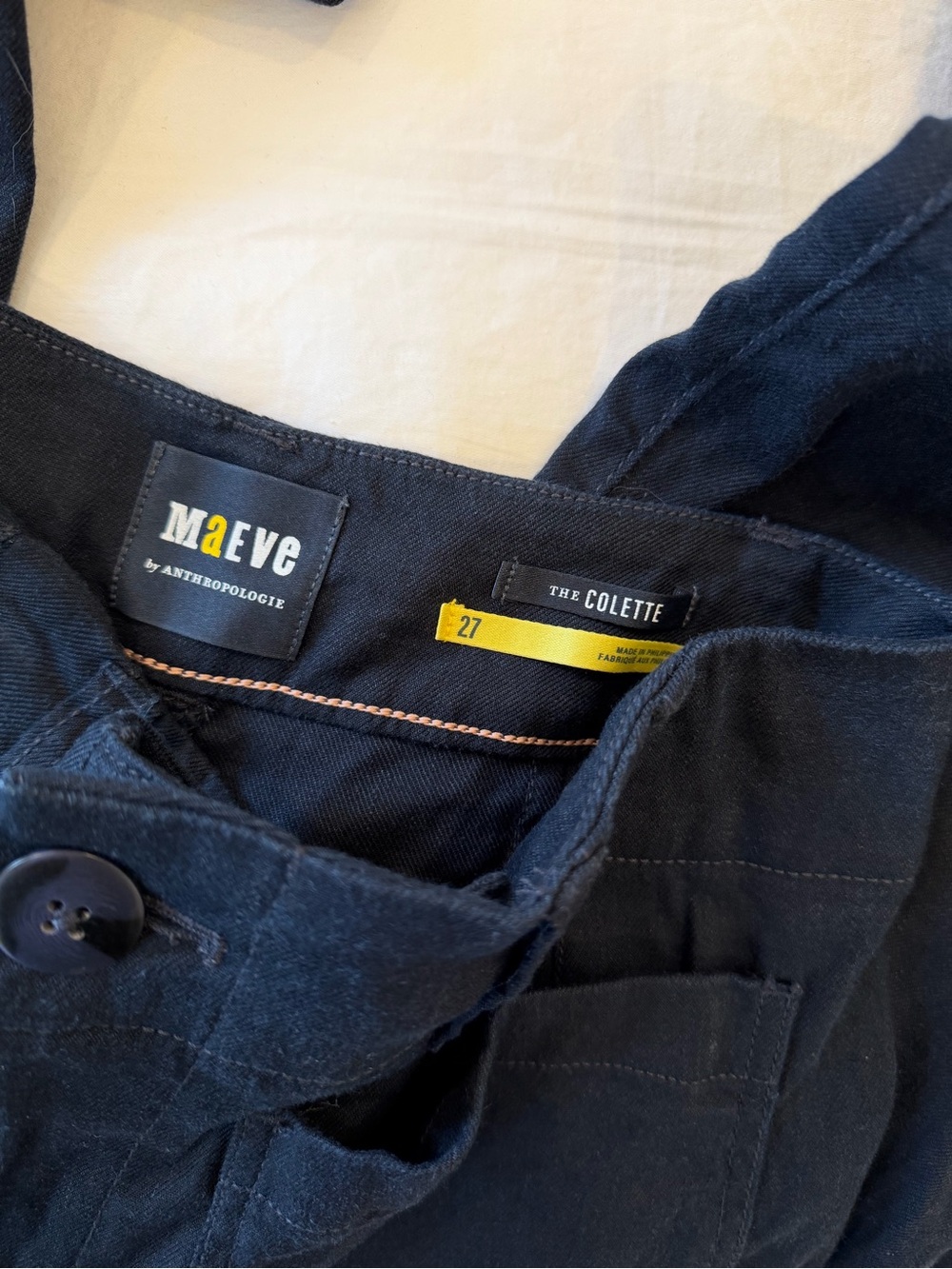 Anthropologie Maeve Dark Navy (almost black) Wide-Leg Cropped Pants Linen Blend - Picture 7 of 12